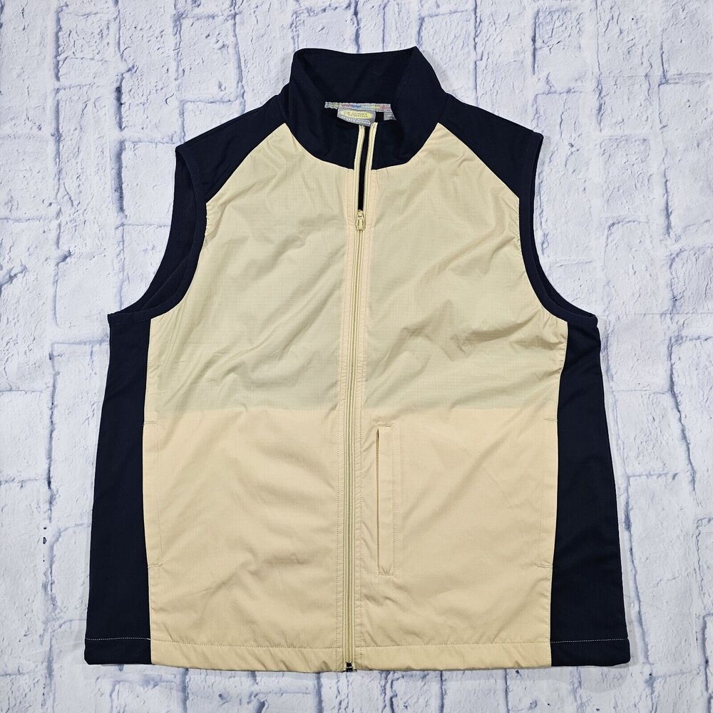 Greg Norman MENS SIZE L Play Dry Sleeveless Vest Golf Full Zip Blue Yellow